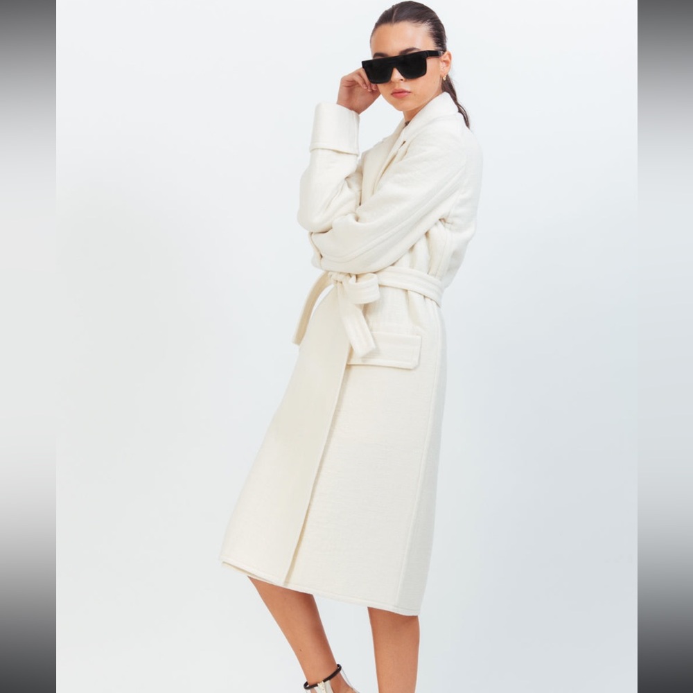 Helmet Lang wool belted blanket coat